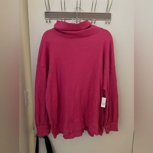 GAP waffle knit pink turtle neck sweater NWT